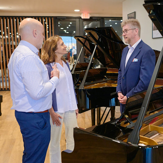 Bloomington Piano Showroom with Brent, Liz, and Andy