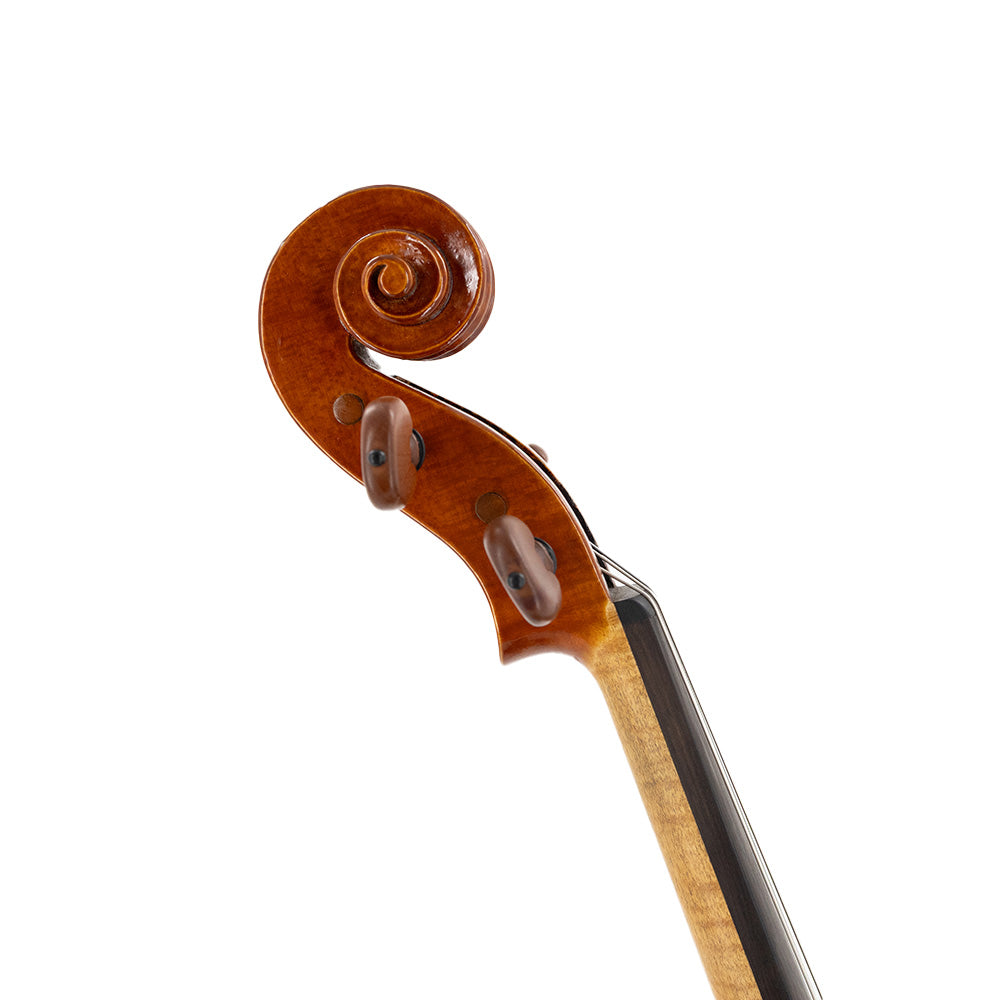 Consignment Laurence Anderson Violin - side view of the scroll and tuning pegs