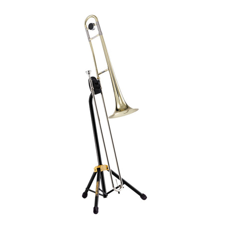 Hercules DS520B Trombone Stand set up with a trombone set on it