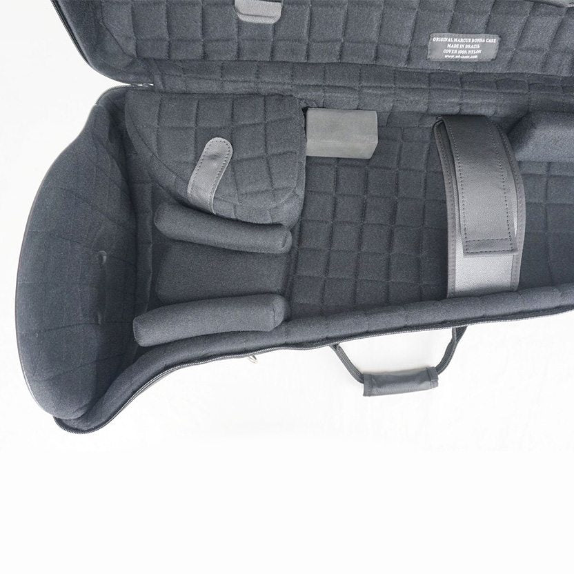 Marcus Bonna Bass Trombone Case - Black Nylon - Close up of the interior bell section on the bottom half