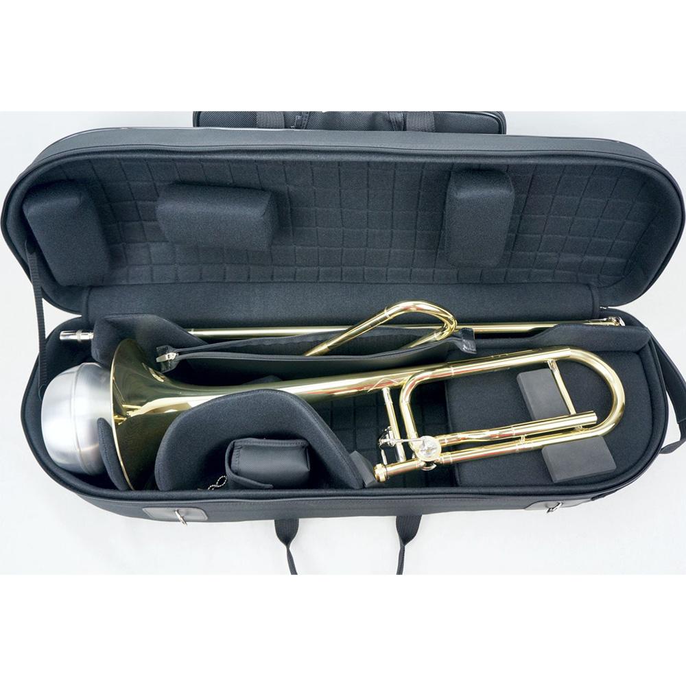 Compact Marcus Bonna Tenor Trombone Case - open with a trombone inside