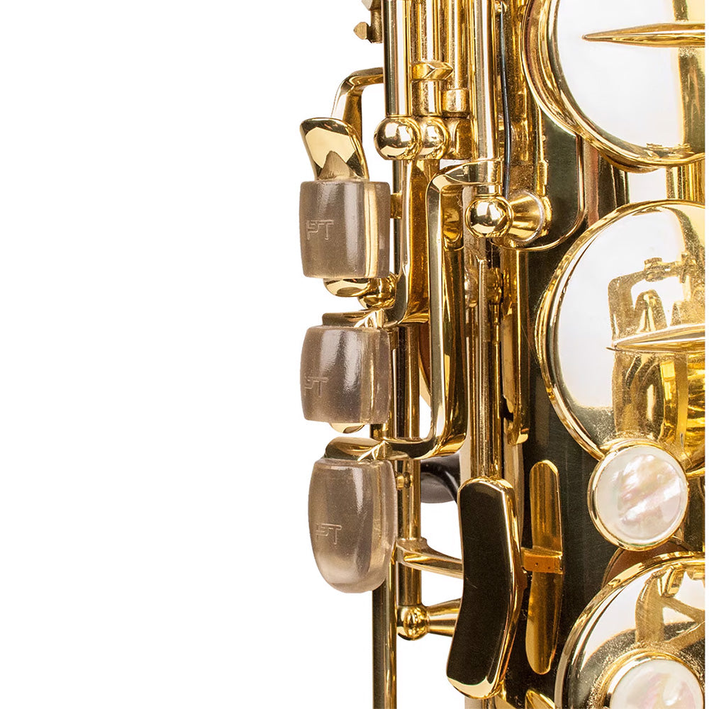 Protec A352 Saxophone Side Key Risers on their respective keys of a saxophone