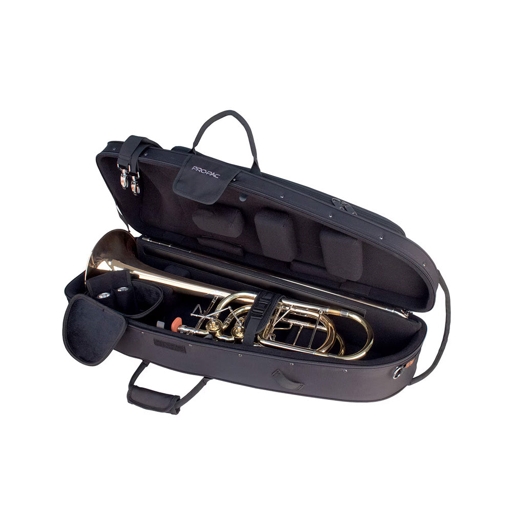 Protec PRO PAC IP309CT IPAC Series Bass Trombone Case - sitting open with a trombone in it