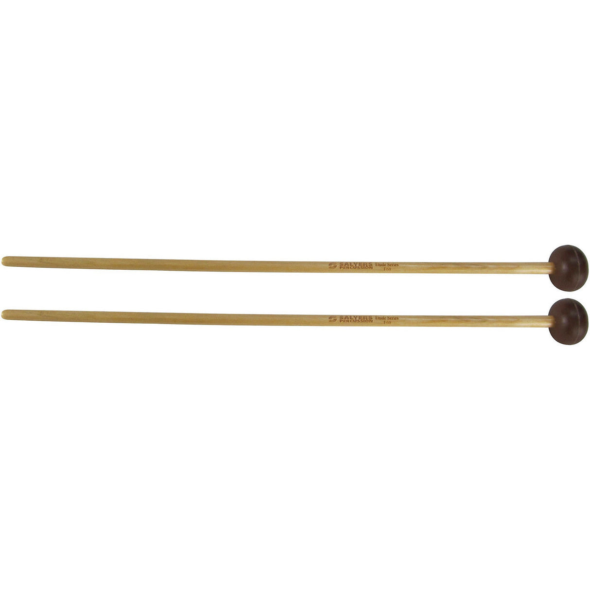 Pair of Salyers Etude Series E60 Medium rubber mallets with birch handles