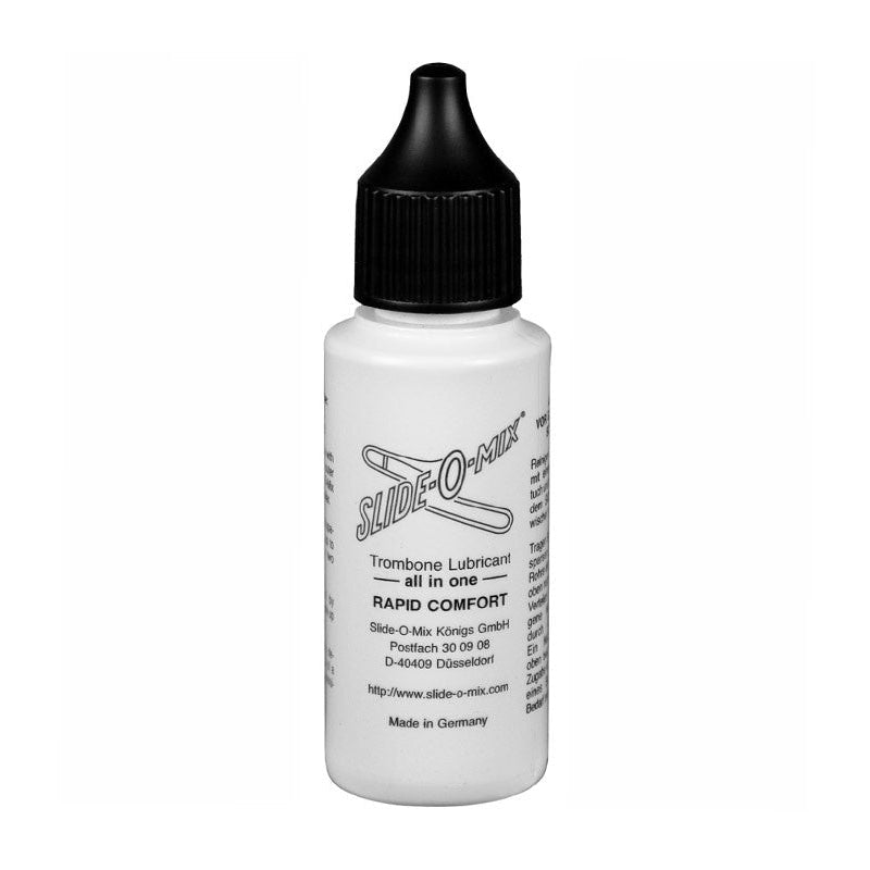 A bottle of the Slide-O-Mix 337RC Rapid Comfort trombone lubricant