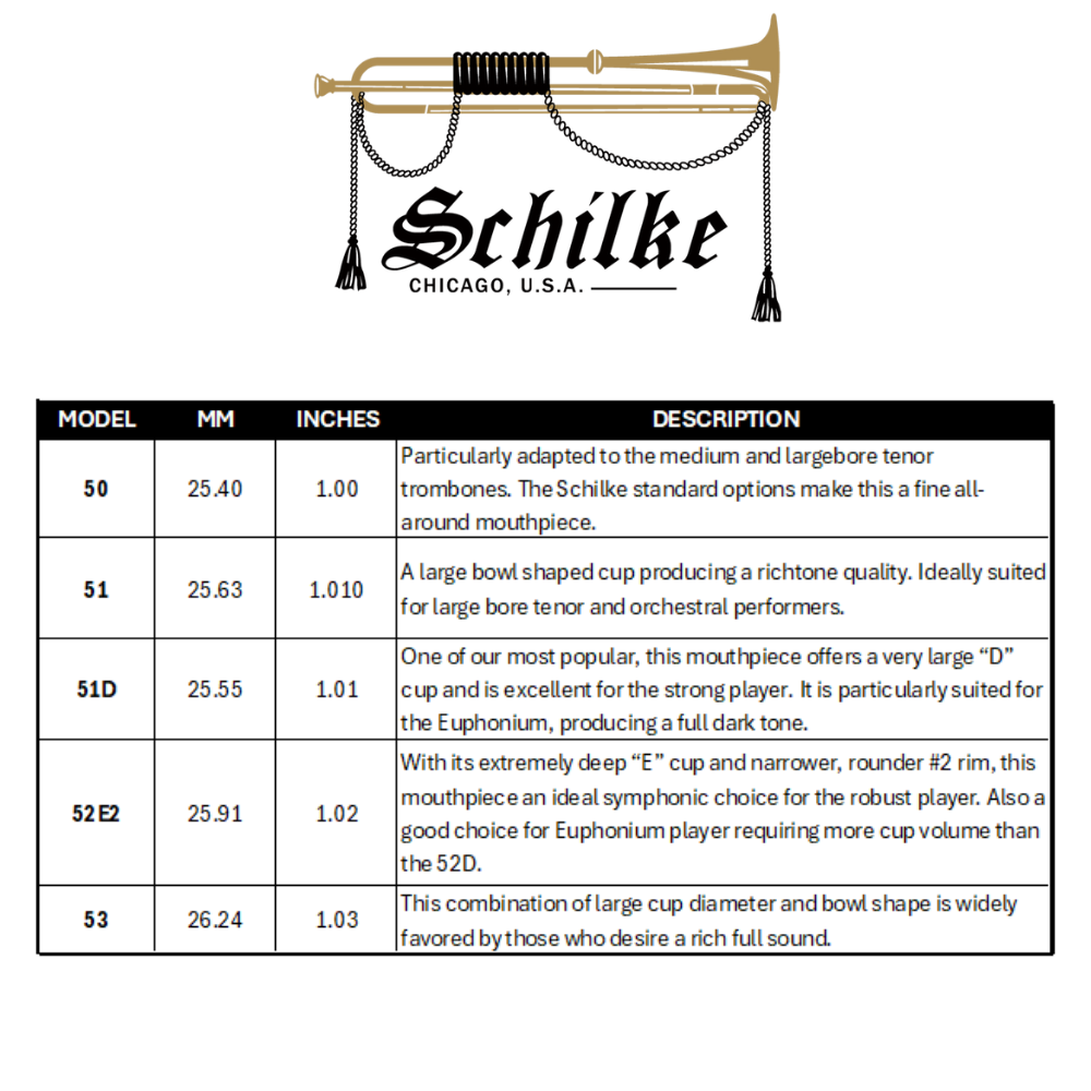 Schilke Standard Large Shank Trombone & Euphonium Mouthpieces