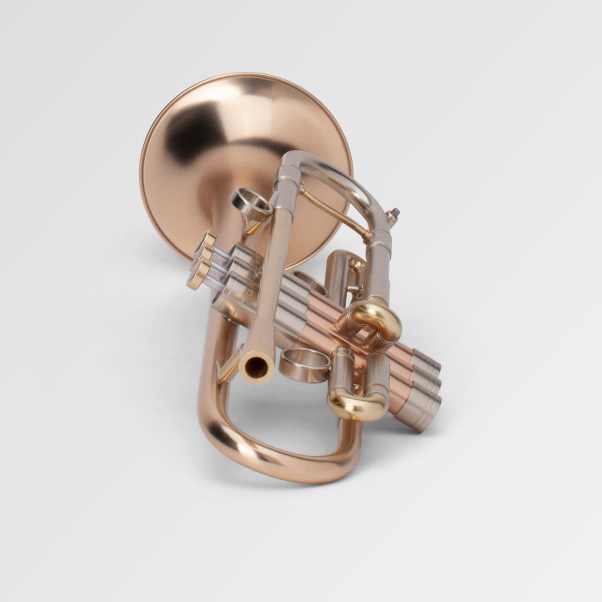 Adams A4 Bb Trumpet - laying down with mouthpiec receiver in front