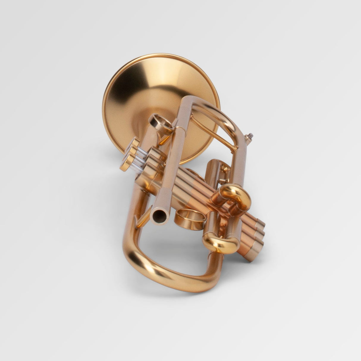 Adams A4LT Bb Trumpet - laying down with the mouthpiece receiver in front