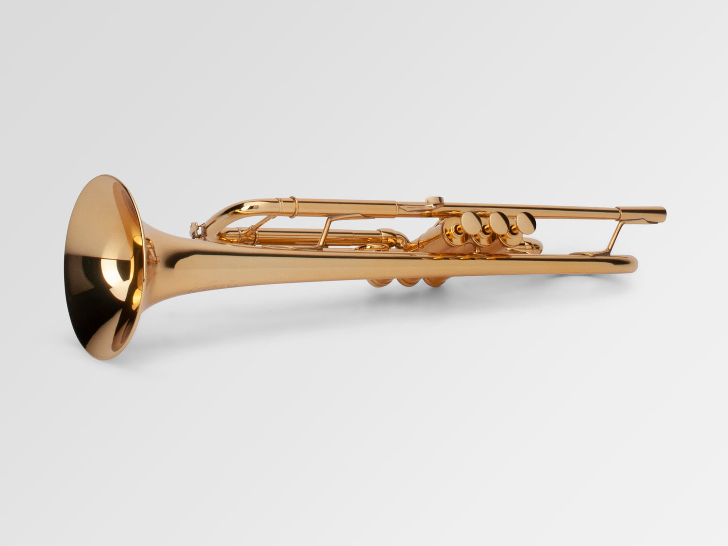 Adams A5 Bb Trumpet - laying down sideways with valves forward