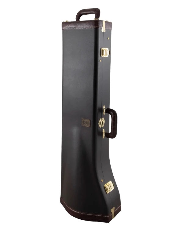 Bach 36BO Medium Bore Tenor Trombone - the hard shell case closed and sitting upright