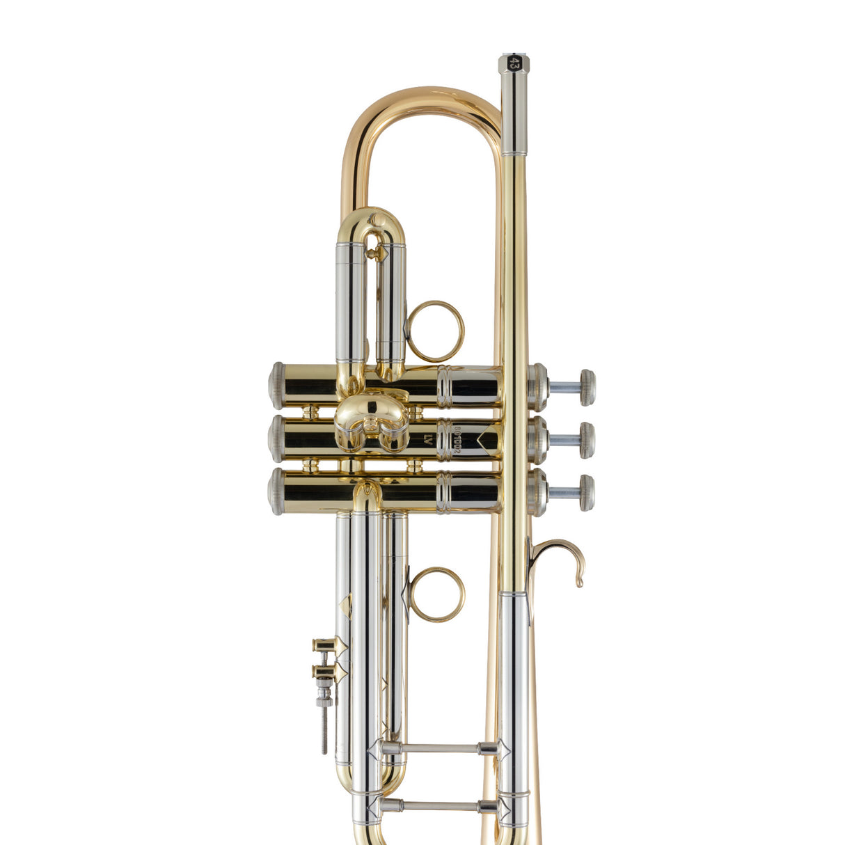 Bach Stradivarius 190L65GV Bb Trumpet Clear Lacquer - close up of the valve block