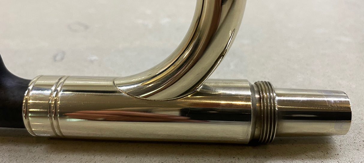 Butler C10 Large Bore Tenor Trombone - close up of slide receiver