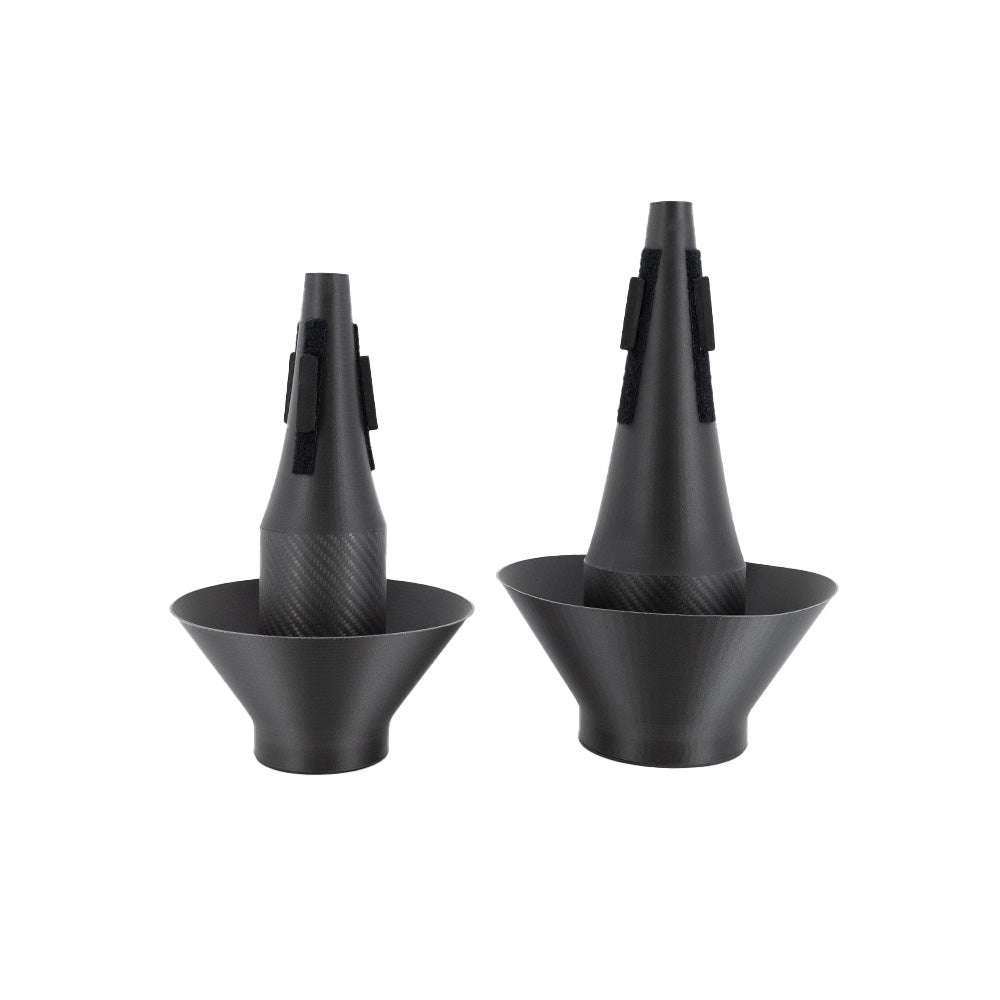 Butler Trombone Adjustable Cup / Straight Mute - the tenor size and the bass size sitting next to each other