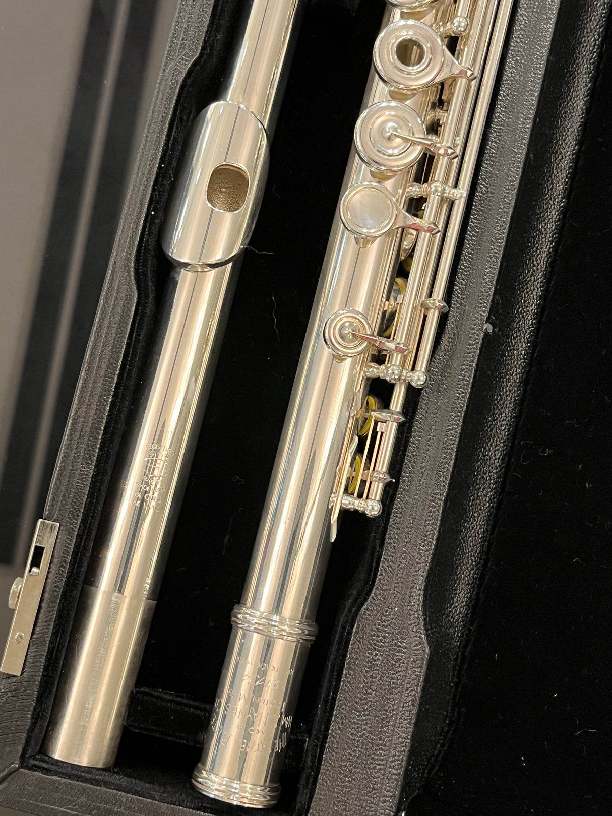 Consignment Haynes Handmade Custom Flute Body- Soldered - up close on the barrel