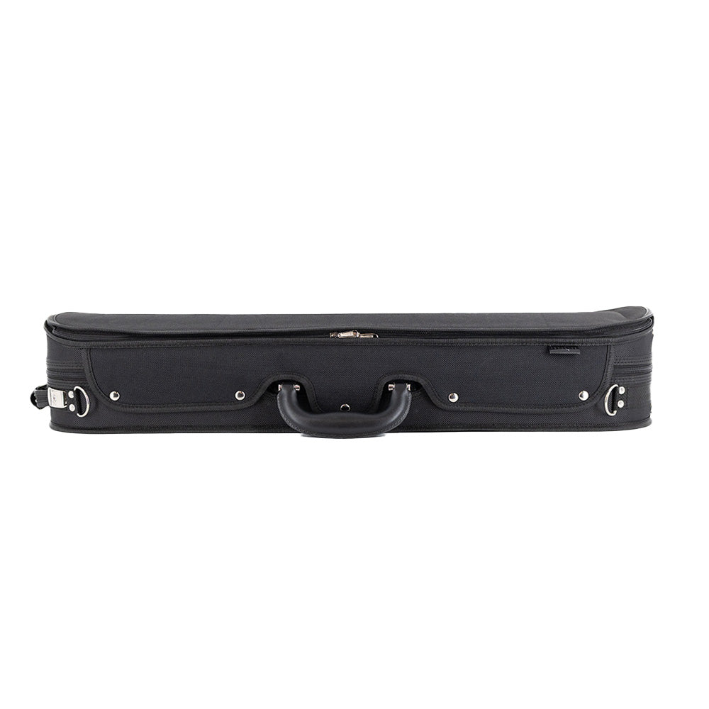 Lake City Oblong 4/4 Violin Case - Black with grey interior - sitting closed