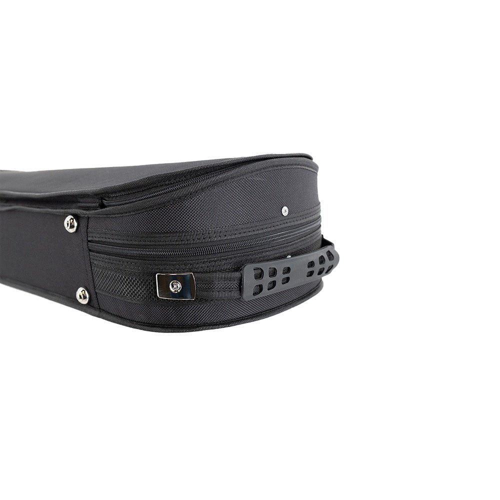 Lake City Oblong 4/4 Violin Case - Black with grey interior - view of handle on top