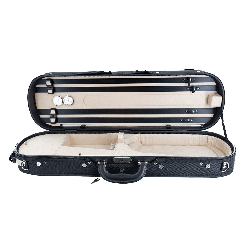 Lake City Oblong 4/4 Violin Case - Black with tan interior -