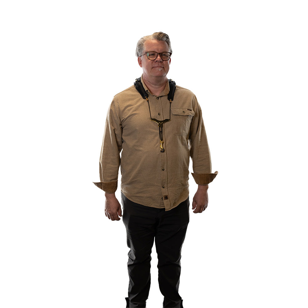 Lake City Saxophone Harness - on a person's body, front side