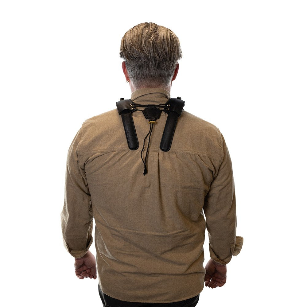 Lake City Saxophone Harness - on a person's body, back side