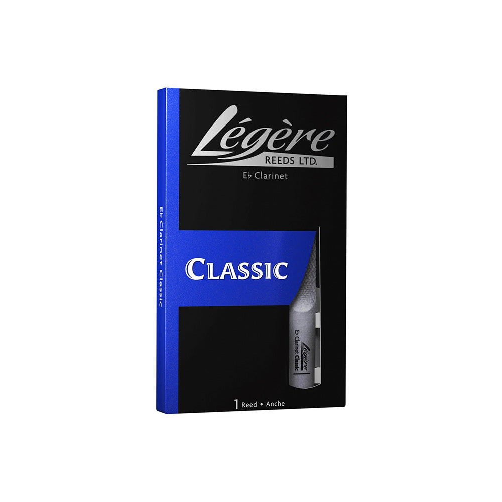 The Legere Classic Cut synthetic Eb clarinet reed in its packaging