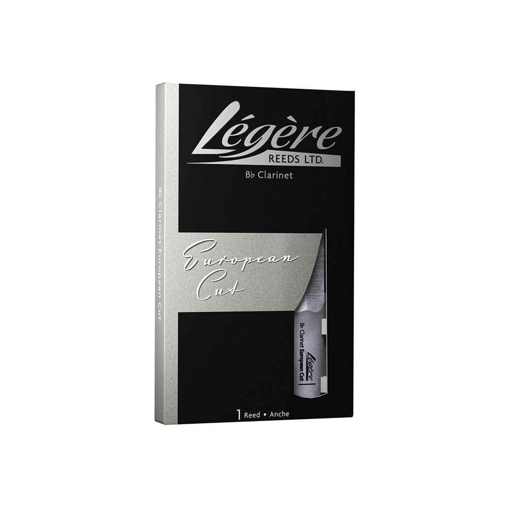 The Legere European Cut synthetic Bb clarinet reed in its packaging