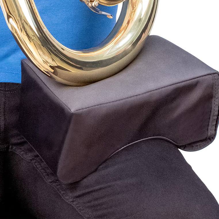 Protec A109 Euphonium & Tuba Lap Pad - sitting on someone's leg with a euphonium resting on it