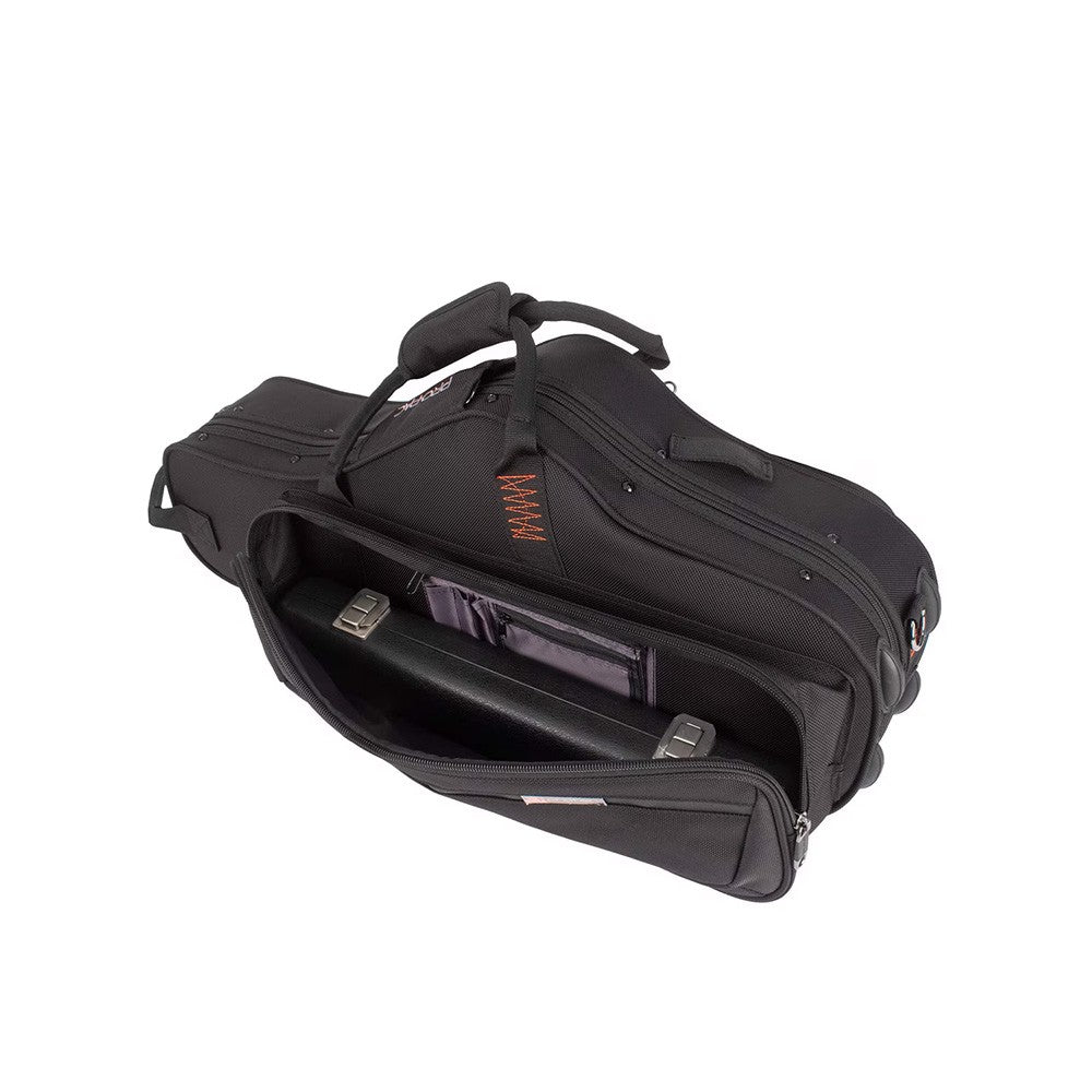 Protec PRO PAC PB304CT Alto Saxophone Case - exterior pocket zipped open with a flute case inside