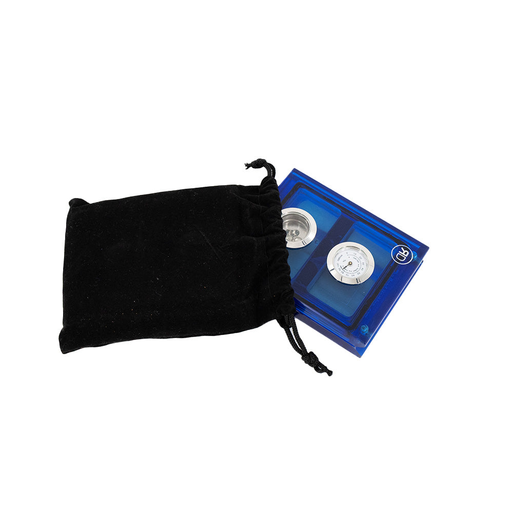 Dilutis Reed Machine Finale Reed Case - closed and partially fitted into the included, black felt draw string bag