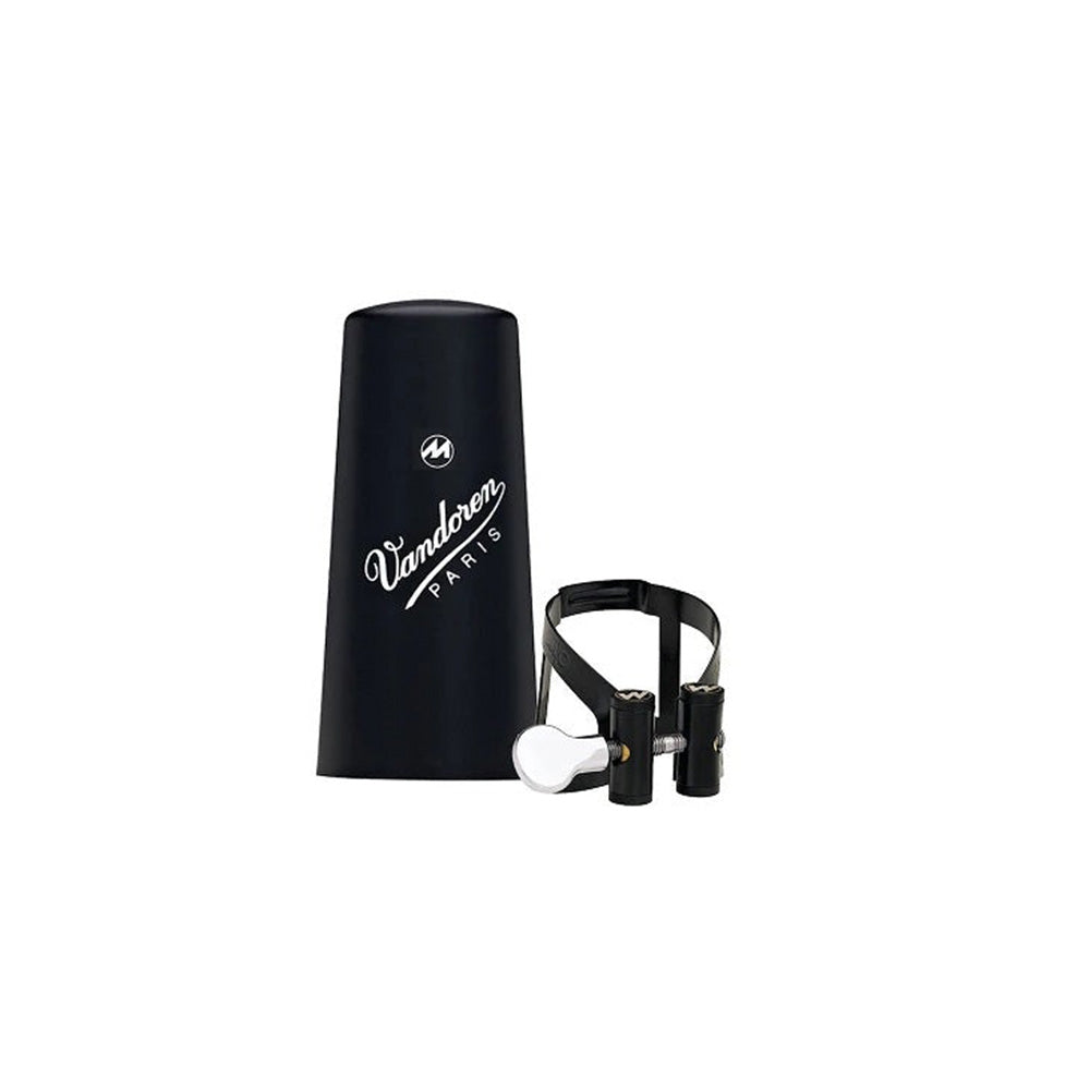 The Vandoren MO black finish ligature with mouthpiece cap