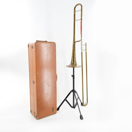 Consignment 1950's Selmer Special 20 Small Bore Tenor Trombone - full view of the trombone with the case
