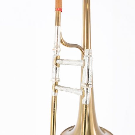 Consignment 1950's Selmer Special 20 Small Bore Tenor Trombone - close up of the hand braces and mouthpiece receiver