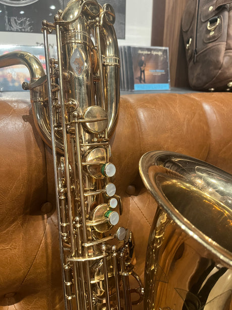 Consignment 1971 Selmer Mark VI Low A Baritone Saxophone - zoom up on left hand keys