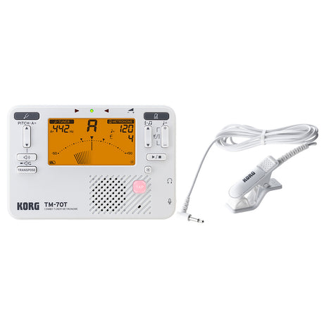 Korg TM-70 Tuner Metronome and CM-400 Contact Microphone White