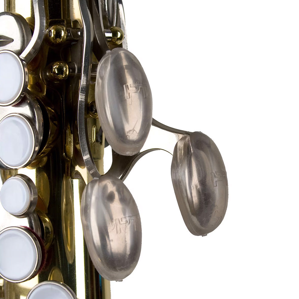 Protec A351 Saxophone Palm Key Risers - close up on the risers fitted on the palm keys of a saxophone