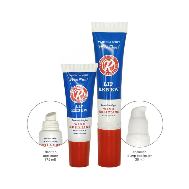 Two lip renew tubes with different applicator types on a white background