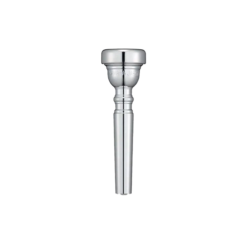 A silver-plated Yamaha Standard Series trumpet mouthpiece