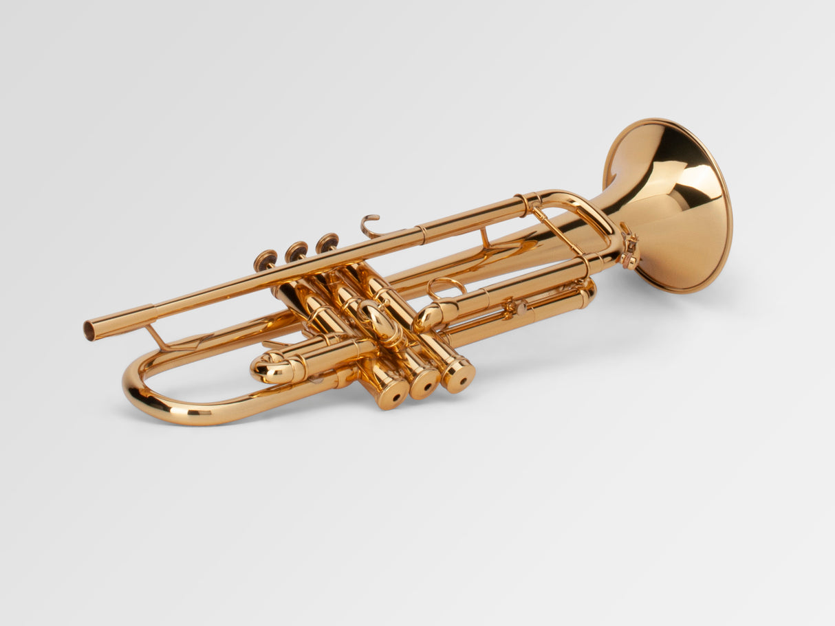 Adams A5 Bb Trumpet - laying down valves up, slightly ajar