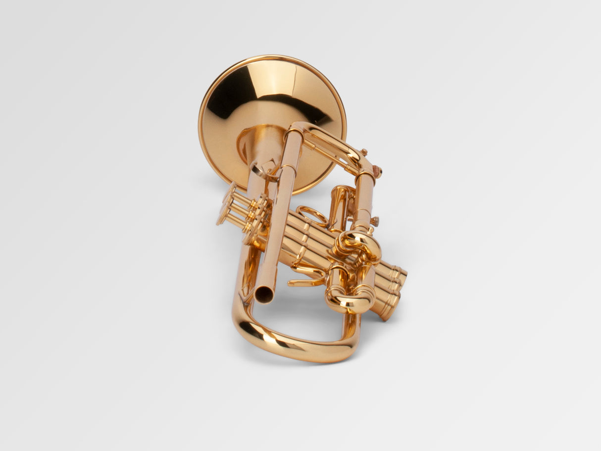 Adams A5 Bb Trumpet - laying down with the mouthpiece receiver in front