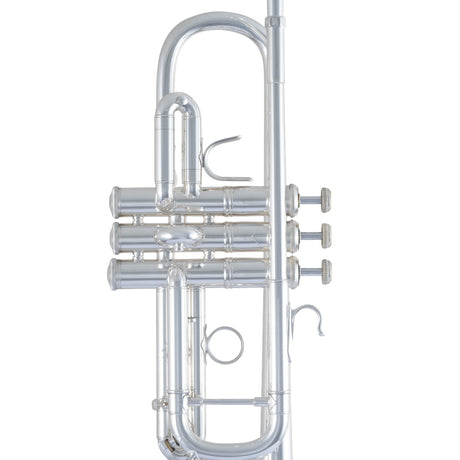 Bach Stradivarius C190L229 C Trumpet Silver Plated - close up of the valve block