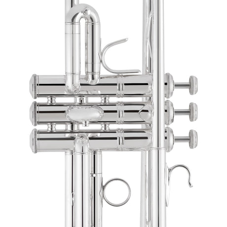 Bach Stradivarius C190L229 C Trumpet Silver Plated - alternative close up of the valve block