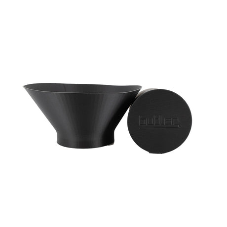 Butler Trombone Adjustable Cup / Straight Mute - the cup removed and the mute laying down with the bottom Butler Logo showing