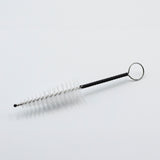 Lake City brass mouthpiece brush with white bristles attached to a wrapped, and wired handle