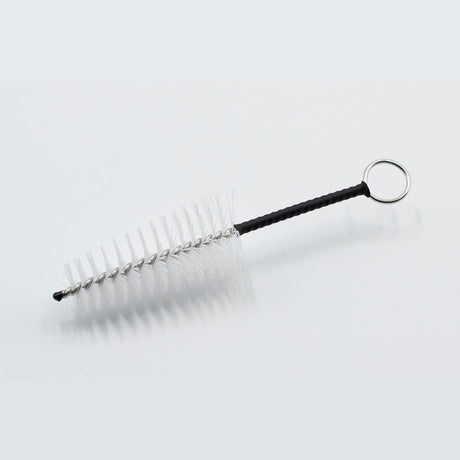 Lake City woodwind mouthpiece brush with white bristles attached to a wrapped, and wired handle
