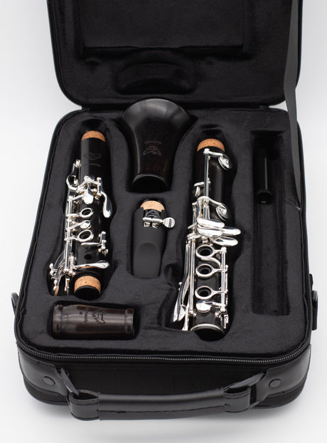 Royal Global Genesis Bb Clarinet - disassembled in its case sitting open