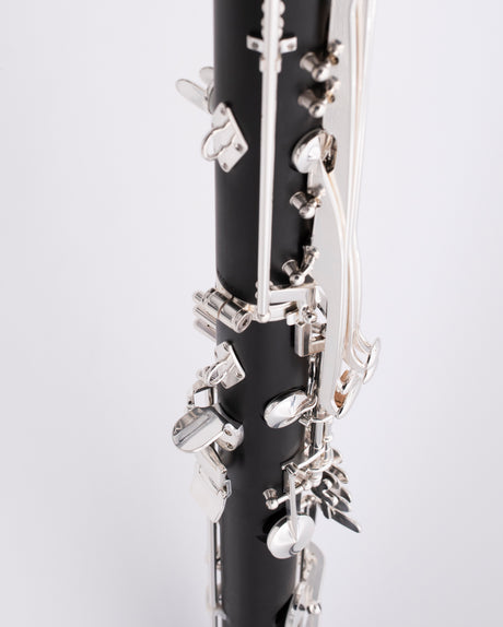 Royal Global Max Low C Bass Clarinet - close up of thumb rest and middle section