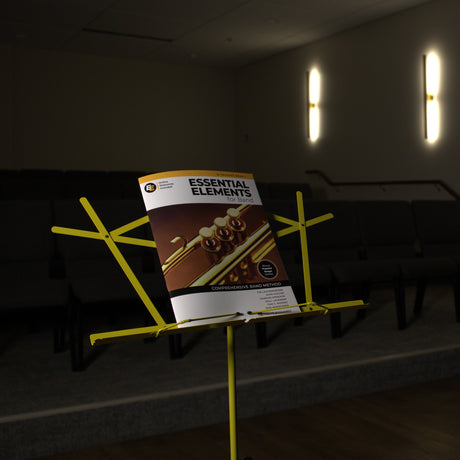 Yellow music stand, brass practice aid