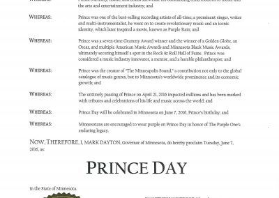 MN Governor Mark Dayton's Prince Day proclamation
