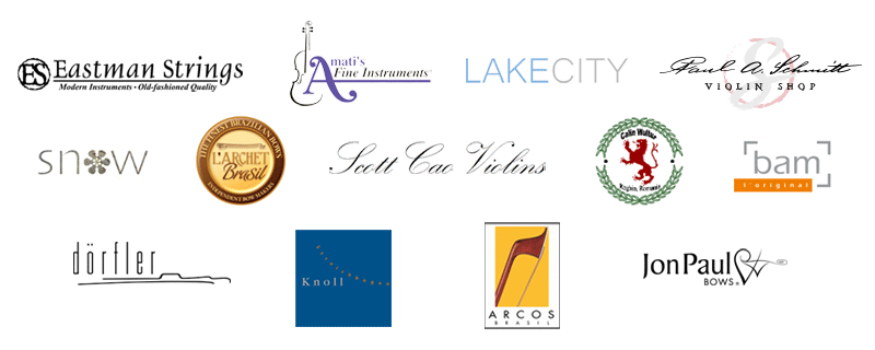 Orchestra brands: Eastman, Amati's, Lake City, Paul A Schmitt, Snow, Scott Cao, Bam, JonPaul bows