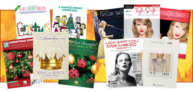 Holiday sheet music and books, Taylor Swift books on sale