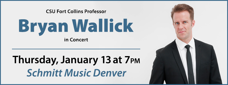 CSU Fort Collins Professor Bryan Wallick in Concert at Schmitt Music Denver
